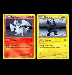 2011 Pokemon RESHIRAM & ZEKROM Holo Rare BLACK STAR PROMO Tin Cards BW004 BW005 - Image 2