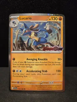 LUCARIO 114/198 Scarlet & Violet Stamp Holo Rare Pokemon Card TCG Near Mint - Image 1