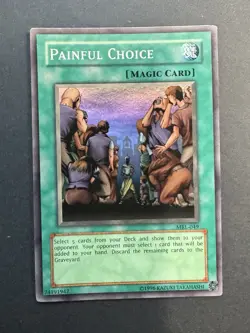 Yu-Gi-Oh TCG Painful Choice MRL-049 Unlimited Super Rare Card Played LP - Image 1