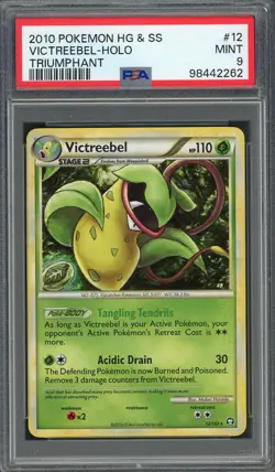 PSA 9 Victreebel HeartGold & SoulSilver Triumphant 12/102 Holo Pokemon Card B22 - Image 1