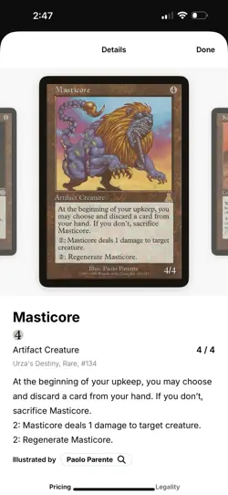 MTG Masticore Urza's Destiny - Image 1