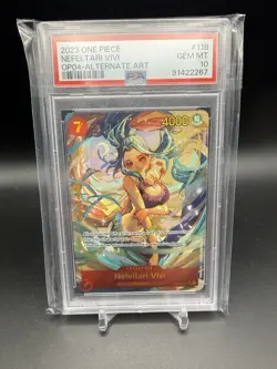 NEFELTARI VIVI ONE PIECE 118 2023 OP04 ALTERNATE ART ENGLISH PSA 10 - Image 1