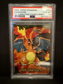 2000 Topps Pokemon Charizard TV Animation Clear Cards PSA 10 - Image 1