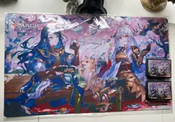 MTG Wandering Emperor cherry blossoms viewing Playmat & 100 Sleeves Two-man Ver. - Image 1
