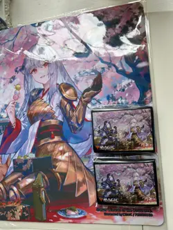 MTG Wandering Emperor cherry blossoms viewing Playmat & 100 Sleeves Two-man Ver. - Image 2