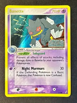 Banette 1/100 EX Crystal Guardians Pokemon Card Reverse Holo Rare Stamped - Lp - Image 1