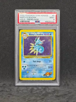 Pokemon Gym Heroes Misty's Seadra 9/132 Prerelease (PSA 9) - Image 1