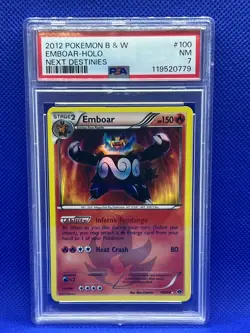 2012 Pokemon Black And White Emboar-Holo Next Destinies #100 PSA 7 NM - Image 1