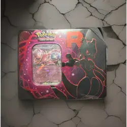 Team Rocket's Mewtwo ex Pokemon TCG Tin - Factory Sealed - Image 1