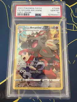 2022 POKEMON SWORD & SHIELD LOST ORIGIN #TG08 FULL ART/HISUIAN ARCANINE PSA 10 - Image 1