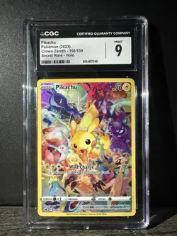 Pokemon Pikachu TCG Full Art Secret Rare Holo Card 160/159 Crown Zenith - Image 1