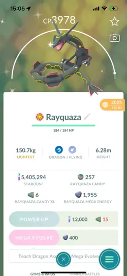 Pokemon Go Shiny Legendary Rayquaza ( High CP ) - Image 1