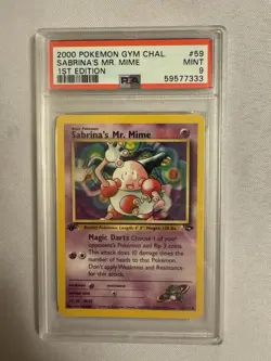 2000 Pokemon - 1st Edition Sabrina’s Mr. Mime Gym Challenge 59/132 - PSA 9 Mint! - Image 1