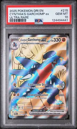 2025 POKEMON DRI EN-DESTINED RIVALS #215 CYNTHIA'S GARCHOMP ex ULT RARE - PSA 10 - Image 1
