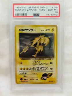 Rocket's Zapdos Pokemon 1999 Holo Gym 2 Challenge Japanese 145 PSA 10 - Image 1