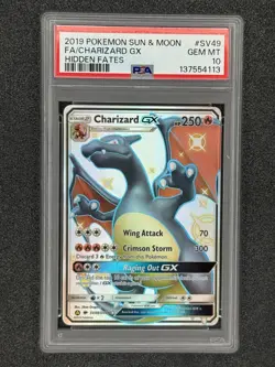 2019 Pokemon Sun & Moon FA/ Charizard GX Hidden Fates #SV49 GEM MT PSA 10 - Image 1