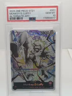 One Piece ST21-001 Monkey D Luffy Gear 5 Starter Deck 21 Alt Art Parallel PSA 10 - Image 1