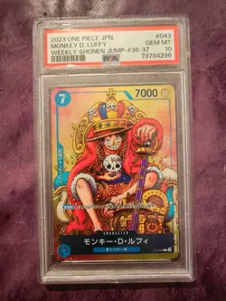 Card One Piece TCG Promo Monkey D Luffy P-043 weekly Shonen Jump PSA 10 - Image 1