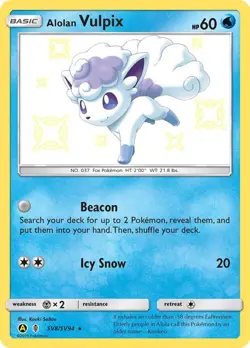 Pokemon Hidden Fates Alolan Vulpix SV8/SV94 Shiny Holo Rare Holo Card - Image 1