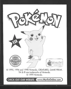 Misty S28 Prism Holo Foil Merlin Sticker Series 1 1999 Pokemon Card NM - Image 2