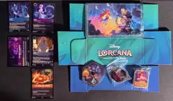 Disney Lorcana Whispers in the Well OP Promo Pin Foil Card box Counter Stickers - Image 1