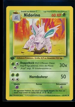 Vintage Rare Pokemon Nidorino 37/102 - German Base Set 1st Edition NM/MT - Image 1