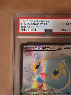 2016 POKEMON XY BREAKPOINT #116 FULL ART/MANAPHY EX PSA 10 - Image 2