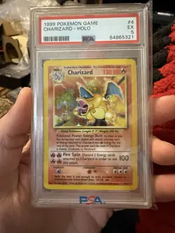 1999 POKEMON BASE SET UNLIMITED #4 CHARIZARD-HOLO PSA 5 - Image 1