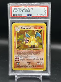 1999 Pokemon Base Set Unlimited Charizard 4/102 Holo Rare PSA 5 EX English WOTC - Image 1