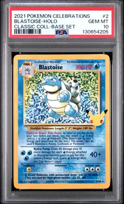 2021 Pokemon Celebrations - Classic Coll - Blastoise - Holo - 2/102 - PSA 10 - Image 1