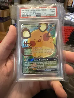 2019 POKEMON SUN & MOON UNBROKEN BONDS #195A FULL ART/DEDENNE GX PSA 9 - Image 1