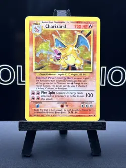 Pokemon TCG Charizard 4/102 Base Set Unlimited Holo Rare WOTC MP - Image 2