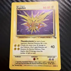 Pokemon Fossil Set Unlimited Zapdos 15/62 Holo Rare NEAR MINT/LIGHT PLAY - Image 1