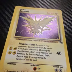 Pokemon Fossil Set Unlimited Zapdos 15/62 Holo Rare NEAR MINT/LIGHT PLAY - Image 2