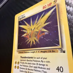 Pokemon Fossil Set Unlimited Zapdos 15/62 Holo Rare NEAR MINT/LIGHT PLAY - Image 3