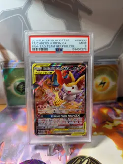 2019 POKEMON SM BLACK STAR PROMO #SM230 FULL ART/CHARIZARD & BRAIXEN GX PSA 9 - Image 1