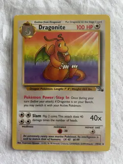 Dragonite 19/62 Non Holo Fossil Set Rare Pokemon WOTC NM/LP - Image 1