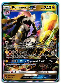 Kommo-o GX 100/145 - Guardians Rising Rare GX Pokemon TCG Holo - LP Card - Image 1