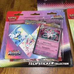 Pokemon Prismatic Evolutions 3 Booster Pack Blister-Tech Sticker Collection x12 - Image 3