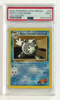 2000 Pokemon Gym Heroes 1st Edition Misty's Poliwhirl 53/132 PSA 9 Mint - Image 1