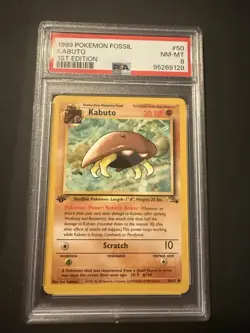 Kabuto Fossil First 1st Edition Pokemon TCG PSA 8 50/62 NM MT - King Kabuto - Image 1