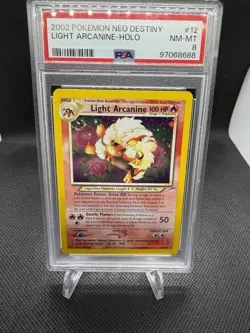Light Arcanine 12/105 Neo Destiny Holo PSA 8 with swirl - Image 1