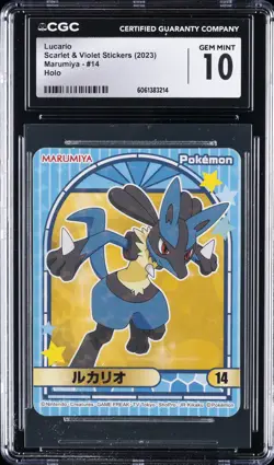 2023 POKEMON SCARLET & VIOLET STICKERS MARUMIYA LUCARIO HOLO CGC 10 GEM MINT - Image 1
