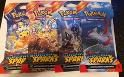 4x Pokemon Surging Sparks Sleeved Booster Pack Art Set Blister Packs SEALED - Image 1