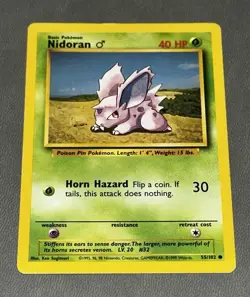 Nidoran Male 55/102 Near Mint Common Base Set Pokemon Card 1999 WOTC LP - Image 1