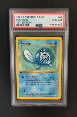 PSA 10 GEM MINT Poliwag 59/102 1st Ed Shadowless Base Set Pokemon Graded Card - Image 1