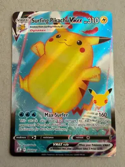 2021 Pokemon SURFING PIKACHU VMAX #009/025 Celebrations Holo Ultra Rare English - Image 1