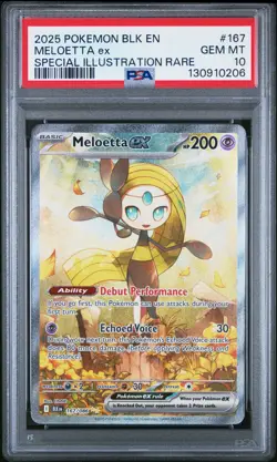 2025 POKEMON BLK EN-BLACK BOLT SPECIAL ILLUSTRATION RARE #167 MELOETTA EX PSA 10 - Image 1