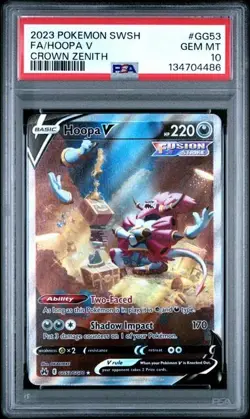 2023 Pokemon TCG SWSH Crown Zenith FA/Hoopa V GG53/GG70 Full Art PSA 10 - Image 1