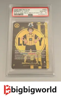 PSA 10 Monkey D Luffy ST13-003 BVB Borussia Dortmund ONE PIECE Matchday Promo EN - Image 1